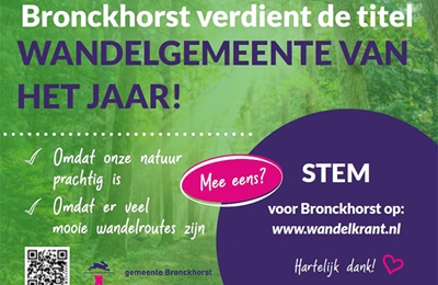 Bronckhorst genomineerd voor Wandelgemeente van het Jaar!